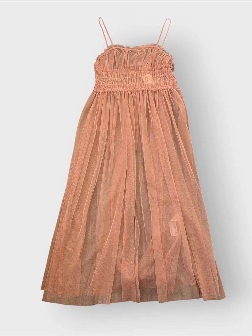 Forever 21 Contemporary Peach Sheer Tulle Cami Midi Dress - Fairy Romantic NWT
